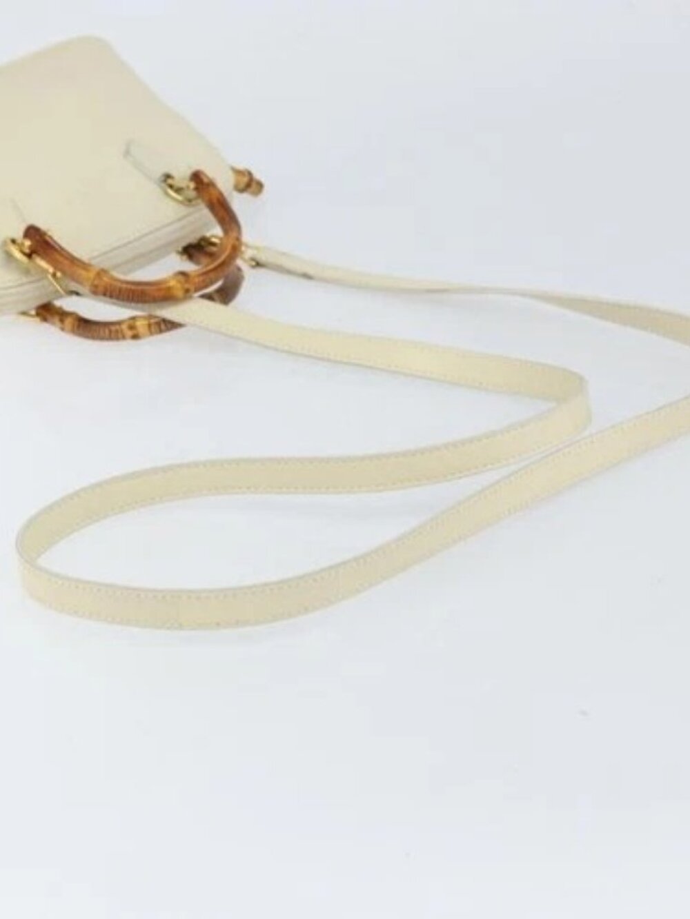 GUCCI Bamboo Hand Bag Leather 2way White Gold - Picture 8 of 16